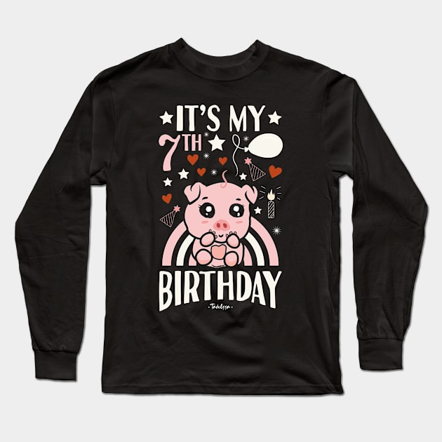 It's My 7th Birthday Pig Long Sleeve T-Shirt by Tesszero